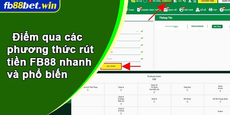 Điểm qua các phương thức rút tiền FB88 nhanh và phổ biến